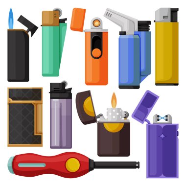 Lighter of flame vector cartoon set icon. Isolated cartoon set icon equipment for ignite. Vector illustration lighter of flame on white background .