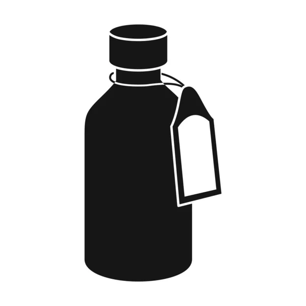 Бутылка медицины векторная икона. Черный вектор икона выделена на белом фоне бутылки с лекарством . — стоковый вектор