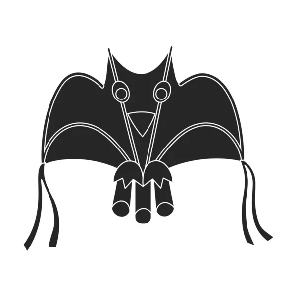 Kite bat vector icon.Black vetor ícone isolado no fundo branco kite bat  . — Vetor de Stock