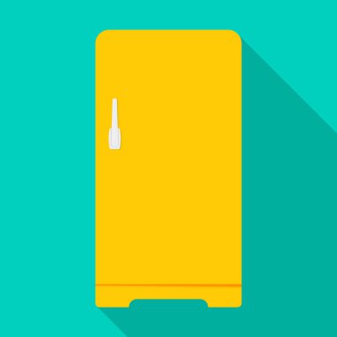 Mutfak buzdolabı vektör simgesi. Düz vektör simgesi beyaz arka plan mutfak buzdolabında izole edilmiş..