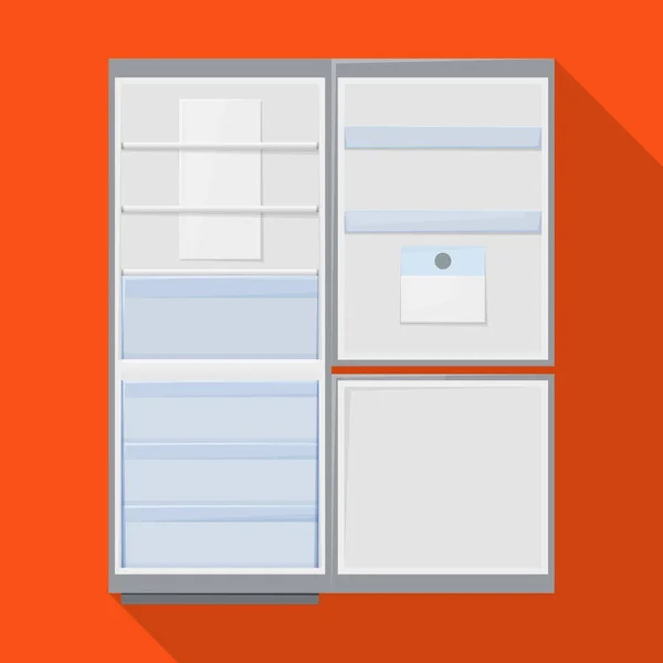 Modern fridge vector icon.Flat vector icon terisolasi di white background modern fridge . - Stok Vektor