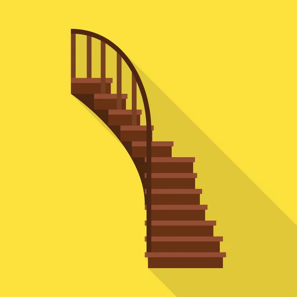 Ícone vetorial de escada de madeira.Ícone vetorial plano isolado na escada de madeira de fundo branco . — Vetor de Stock