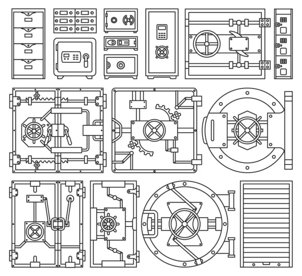 Door of storage vector outline set icon.Vector illustration set security locker. Isolated outline icon door of storage on white background . — Stock Vector