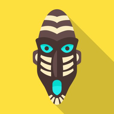 Tribal african mask vector icon.Flat vector icon isolated on white background tribal african mask.
