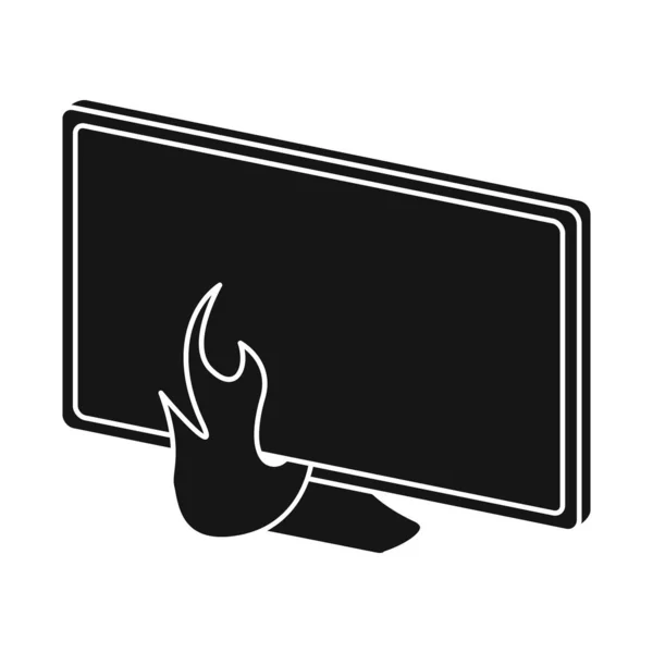 Obiect izolat de flacără și logo-ul monitorului. Set de flacără și pictogramă vector de internet pentru stoc . — Vector de stoc