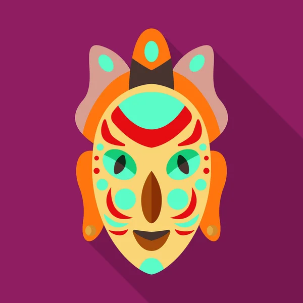 Tribal african mask vector icon.Flat vector icon isolated on white background tribal african mask. — 图库矢量图片