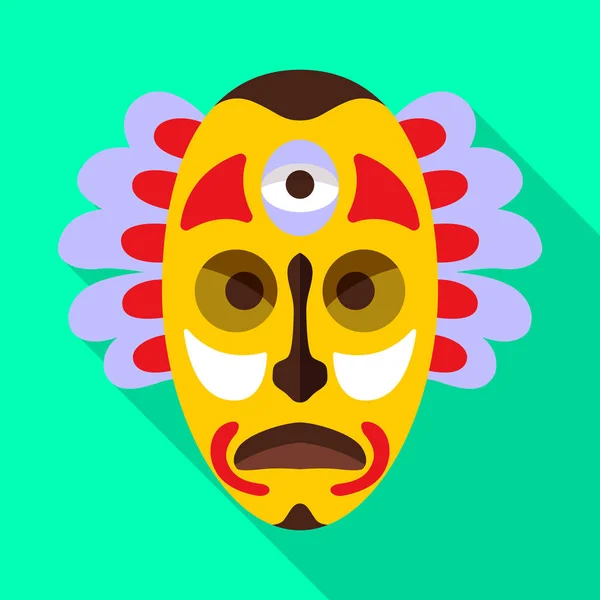 Icono de vector de máscara africana tribal. Icono de vector plano aislado sobre fondo blanco máscara africana tribal . — Vector de stock