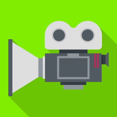 Video kamera vektör simgesi. Düz vektör simgesi beyaz arkaplan video kamerasında izole edildi.