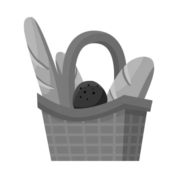 Vektor-Design von Korb und Brot-Symbol. Sammlung von Warenkorb und Lebensmittelsymbol für das Web. — Stockvektor