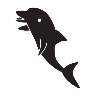 Yunus vektör simgesi. Siyah vektör simgesi beyaz arkaplan yunusunda izole edildi .