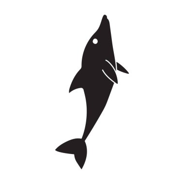 Mavi yunus vektör simgesi. Siyah vektör simgesi beyaz arkaplan mavi yunusunda izole edildi .