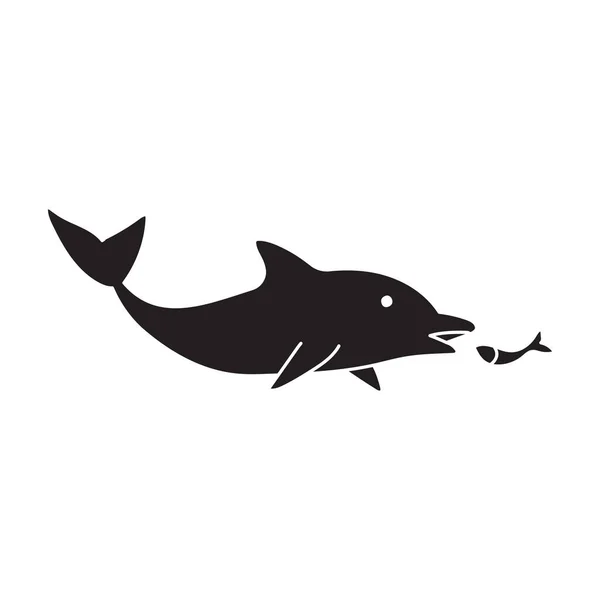 Icona vettoriale blu delfino. Icona vettoriale nera isolata su sfondo bianco delfino blu  . — Vettoriale Stock