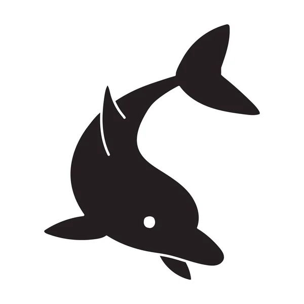 Blå delfin vektor ikon.Svart vektor ikon isolerad på vit bakgrund blå delfin . — Stock vektor