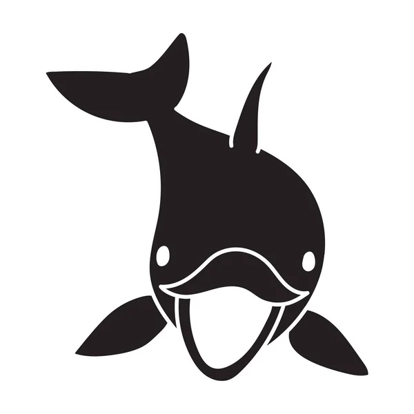 Niebieski wektor delfina.Czarny wektor ikona izolowane na białym tle niebieski delfin . — Wektor stockowy