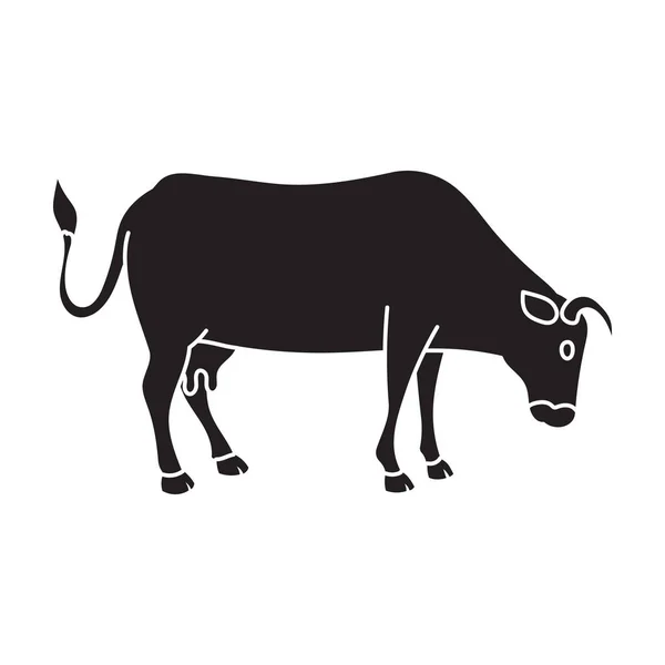 Sapi dari vektor hewan icon.Black vector icon terisolasi pada latar belakang sapi putih dari hewan . - Stok Vektor