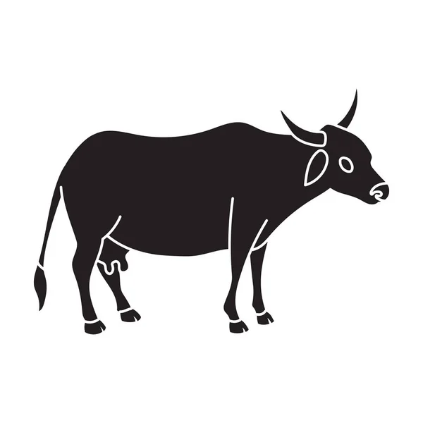 动物传病媒介图标.从动物的白色背景奶牛上分离出的黑色传病媒介图标. — 图库矢量图片