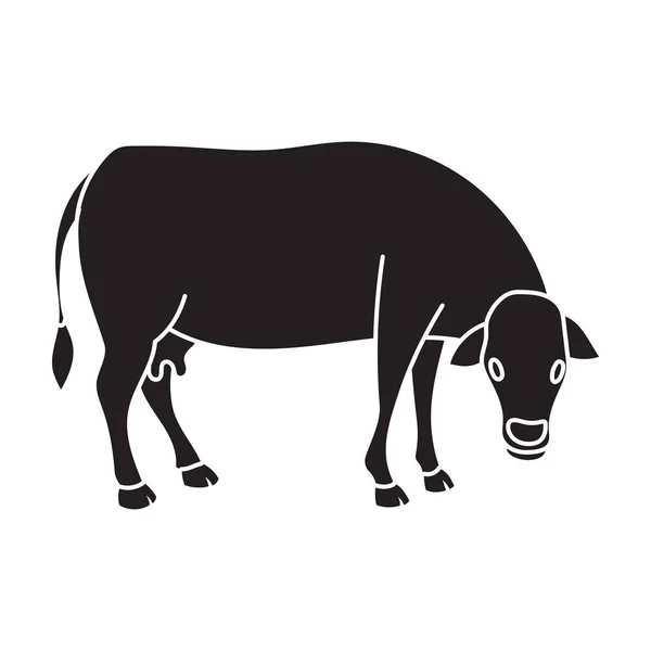 Sapi dari vektor hewan icon.Black vector icon terisolasi pada latar belakang sapi putih dari hewan . - Stok Vektor