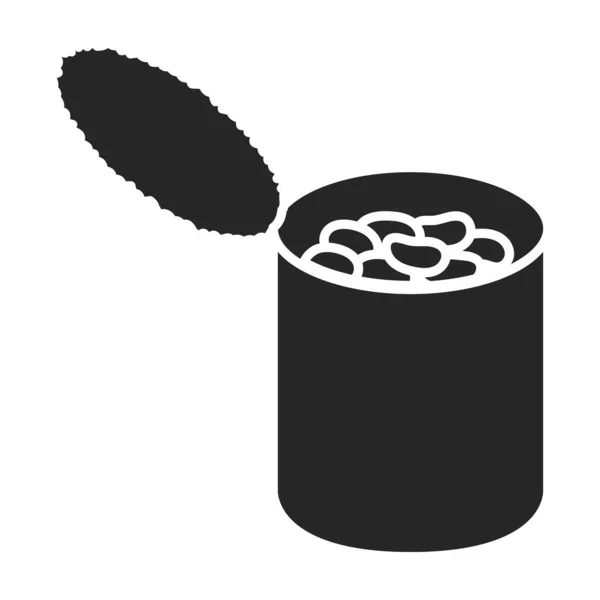Can of bean vector icon.Black vector icon isolated on white background can of bean . — Stock Illustration Can of bean vector icon.Black vector icon isolated on white background can of bean . Stock Illustration