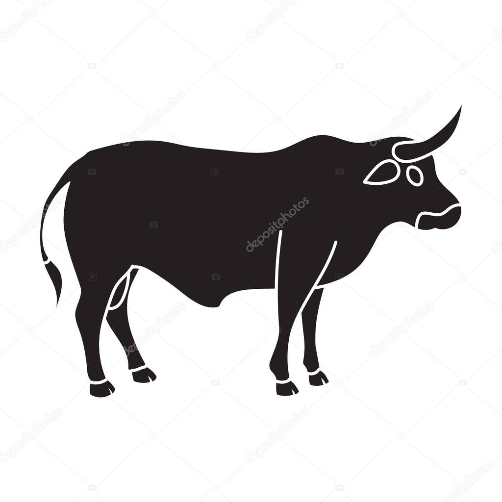 Bull vector icon.Black vector icon isolated on white background bull.