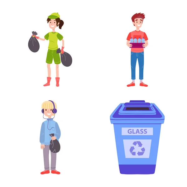 Objeto isolado de resíduos e ícone de lixo. Conjunto de resíduos e material de poluição ilustração vetorial . — Vetor de Stock