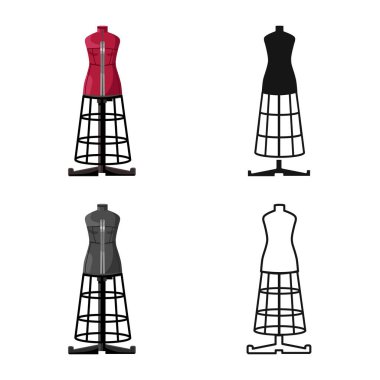 Manken ve klasik ikonun vektör çizimi. Manken ve gövde stoku vektör illüstrasyonunun grafiği.