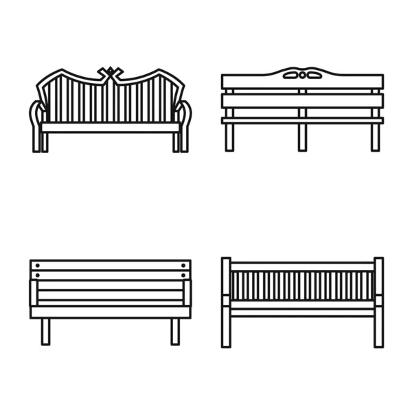 Vector illustratie van apparatuur en stoel teken. Verzameling van apparatuur en straatvoorraad vector illustratie. — Stockvector