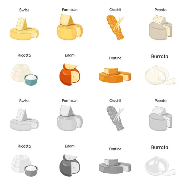 Векторний дизайн харчового та молочного логотипу. Збірка векторних значків продуктів харчування та продуктів для запасів . — стоковий вектор