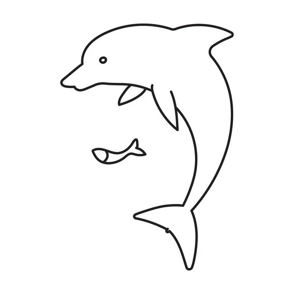 海豚矢量图像.在白色背景海豚上分离的轮廓矢量图标 . — 图库矢量图片