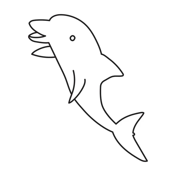 Icono de vector de delfín.Icono de vector de contorno aislado en delfín de fondo blanco  . — Archivo Imágenes Vectoriales