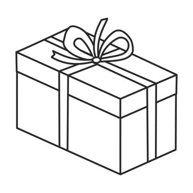 Giftbox vektör simgesi. Taslak vektör simgesi beyaz arkaplan hediye kutusunda izole edildi.
