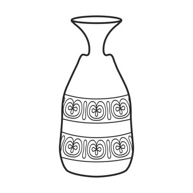 Çömlek vazosu vektör simgesi. Taslak vektör simgesi beyaz arkaplan çömlek vazosunda izole edildi.