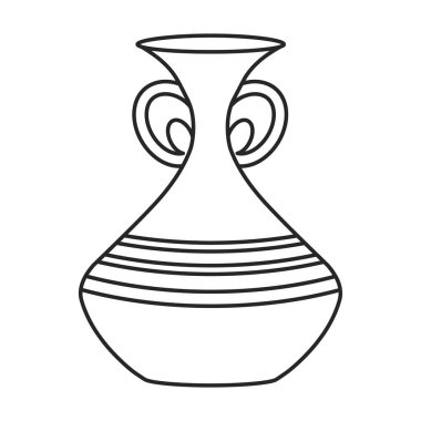Çömlek vazosu vektör simgesi. Taslak vektör simgesi beyaz arkaplan çömlek vazosunda izole edildi.
