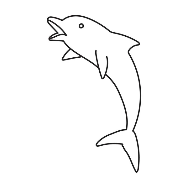 Dolphin vector icon.Outline vector icon isolated on white background dolphin . — Stock Vector