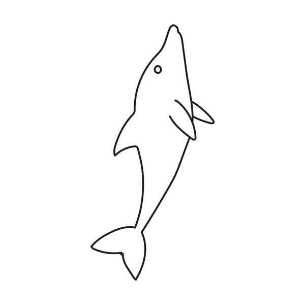 Ikona wektora delfina.Ikona wektora zarysu izolowana na białym tle delfina . — Wektor stockowy