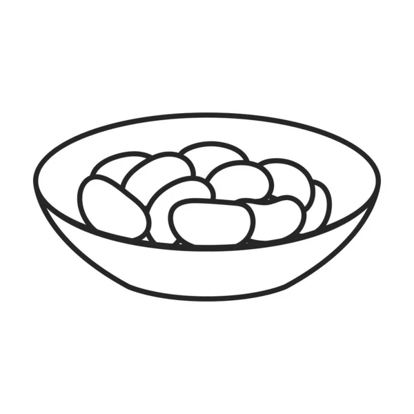 Tigela de feijão vetor icon.Outline vetor ícone isolado no fundo branco tigela de feijão . — Vetor de Stock