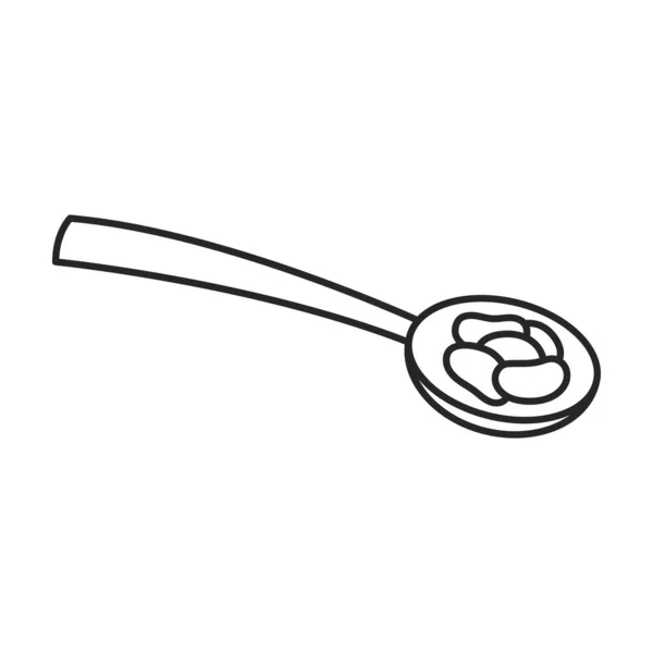 Cuchara de icono de vector de frijol. Icono de vector de contorno aislado sobre fondo blanco cuchara de frijol . — Archivo Imágenes Vectoriales
