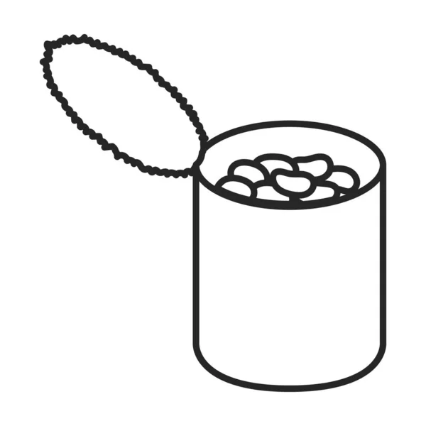 Can of bean vector icon.Outline vector icon isolated on white background can of bean . — Stock Vector