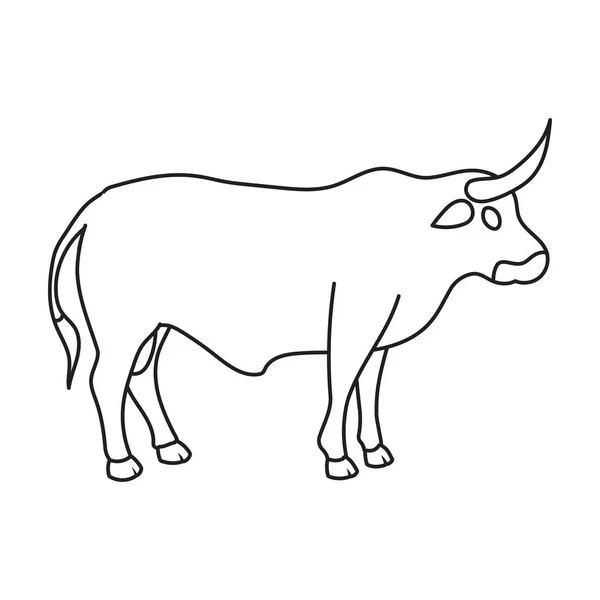 Ikona wektora byka.Ikona wektora zarysu izolowana na białym byku tła. — Wektor stockowy