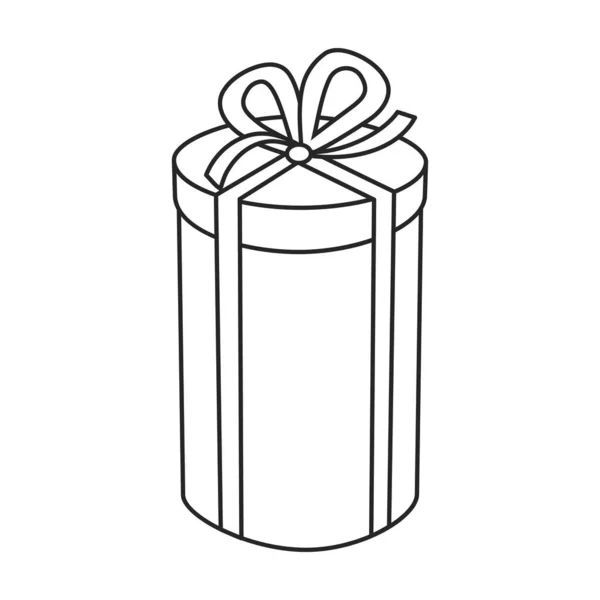 Ikona wektora pudełka prezentów. Ikona wektora zarysu izolowana na białym tle pudełka prezentów. — Wektor stockowy