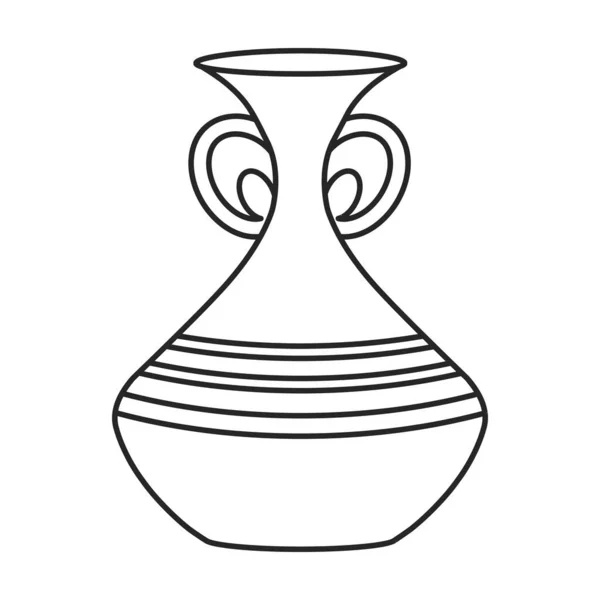 Icona vettoriale del vaso di ceramica. Isolamento dell'icona vettoriale del contorno su vaso di ceramica di sfondo bianco . — Vettoriale Stock