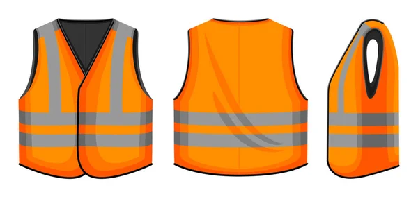 Gilet di sicurezza vettoriale illustrazione su sfondo bianco. Giacca di operaio vettoriale cartone animato icona set. Isolato cartone animato set icona giubbotto di sicurezza. — Vettoriale Stock