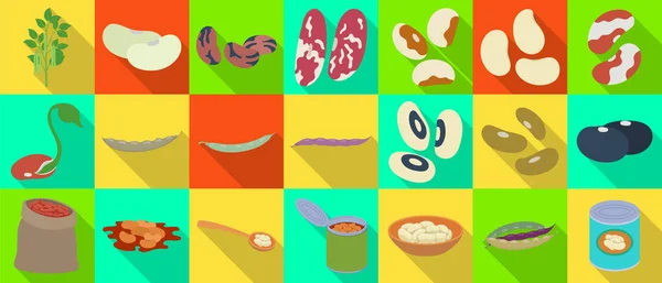 Fagiolo di illustrazione vettoriale cibo su sfondo bianco. Isolato piatto set icona soia. Vettore piatto set icona fagiolo di cibo . — Vettoriale Stock