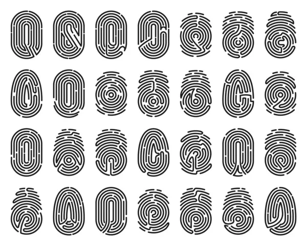 Fingerprint vector isolated black set icon. Vector illustration thumbprint on white background . Black set icon fingerprint. — Stock Vector