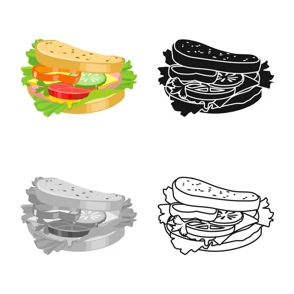 Vector illustration of burger and food logo. Graphic of burger and bread stock symbol for web. — Wektor stockowy