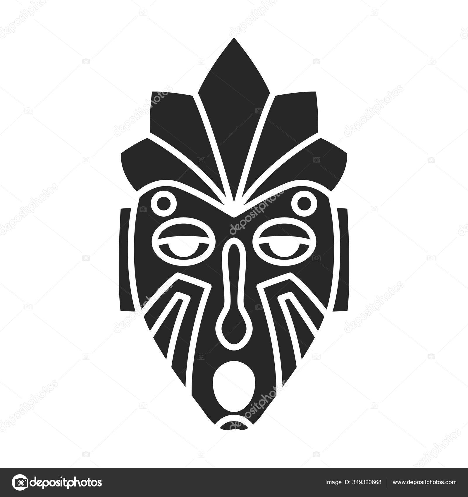 Африканская маска векторный значок. Черный вектор значок изолирован на белом  фоне африканской маски . Векторное изображение ©magicleaf 349320668