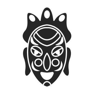 Kabile Afrika maskesi vektör simgesi. Siyah vektör simgesi beyaz arka plan Afrika maskesi üzerinde izole edilmiş..