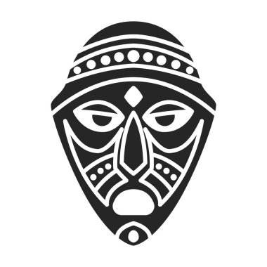 African mask vector icon.Black vector icon isolated on white background african mask.