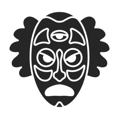 Kabile Afrika maskesi vektör simgesi. Siyah vektör simgesi beyaz arka plan Afrika maskesi üzerinde izole edilmiş..