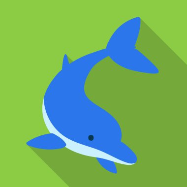 Blue dolphin vector icon.Flat vector icon isolated on white background blue dolphin .