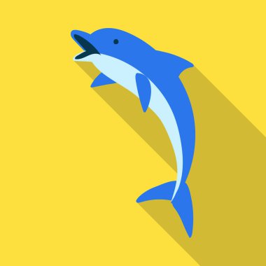 Blue dolphin vector icon.Flat vector icon isolated on white background blue dolphin .